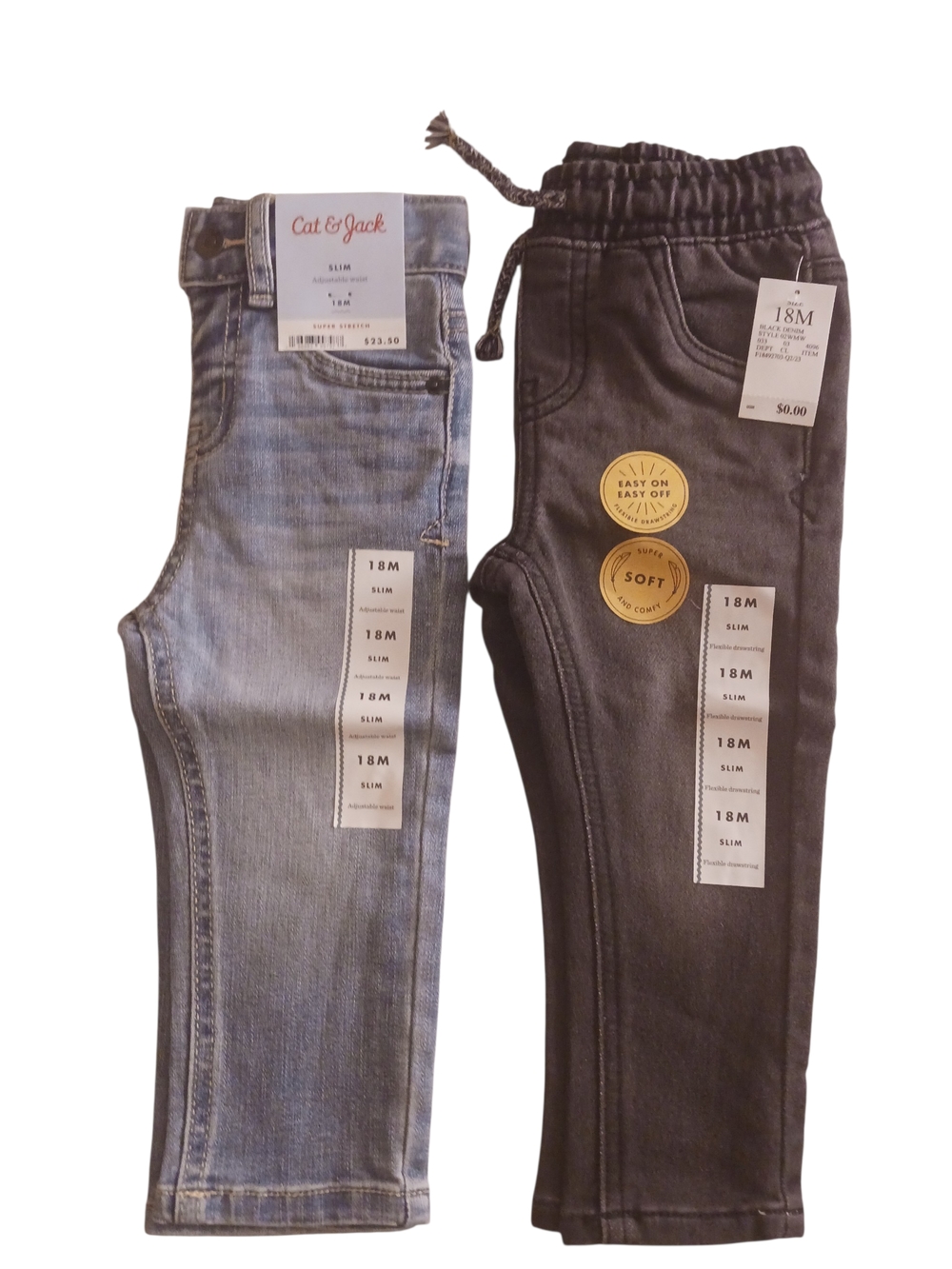 Cat & Jack Light Blue Denim & Charcoal Jogger Jeans - 2-Pack SLIM